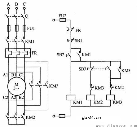 星三角启动接触器的电路图分析