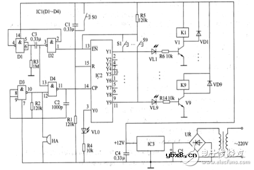 轻触自锁开关电路图大全（自锁互锁电子开关/双自锁轻触开关电路）