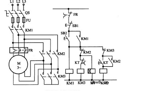 星三角启动电路图  正反转星三角降压启动电路图