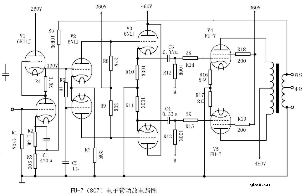 807电子管功放电路图大全（十款模拟电路设计原理图详解）