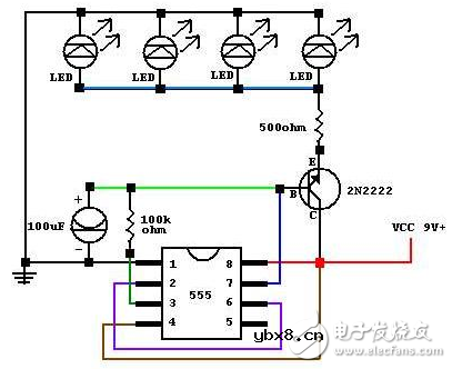 ne555呼吸灯电路图大全（三款NE555脉冲LED灯电路详解）