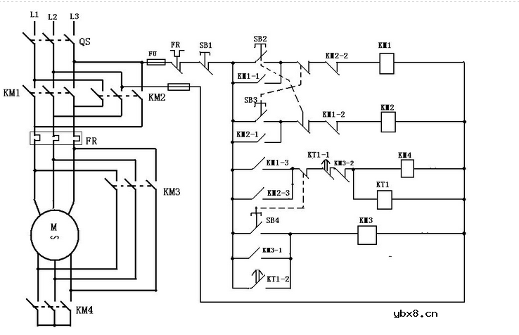 星三角启动电路图  正反转星三角降压启动电路图