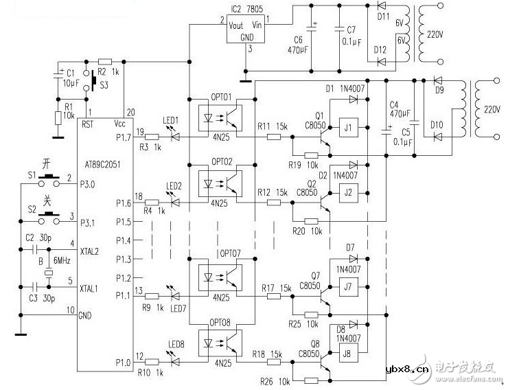 太阳能热水器电路图大全（上水自控电路/SN8P1706/恒温电热水器）