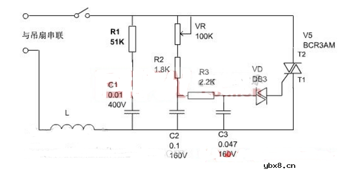 吊扇电容调速器原理图