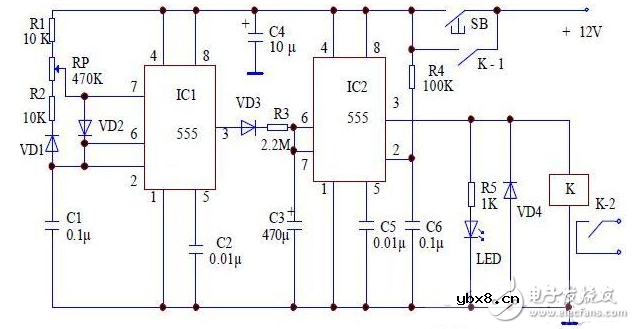 ne555延时电路图大全（开机延时输出高电平/自激多谐振荡器）