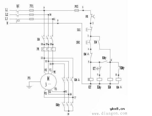 星三角启动电路图  正反转星三角降压启动电路图