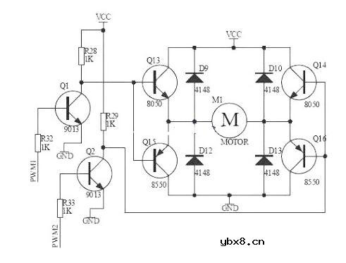 mos管h桥电机驱动电路图