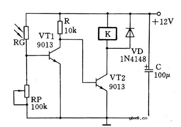 一个典型的光暗接通光控开关电路
