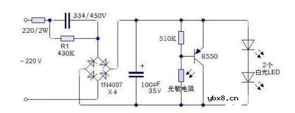 声控小夜灯电路图
