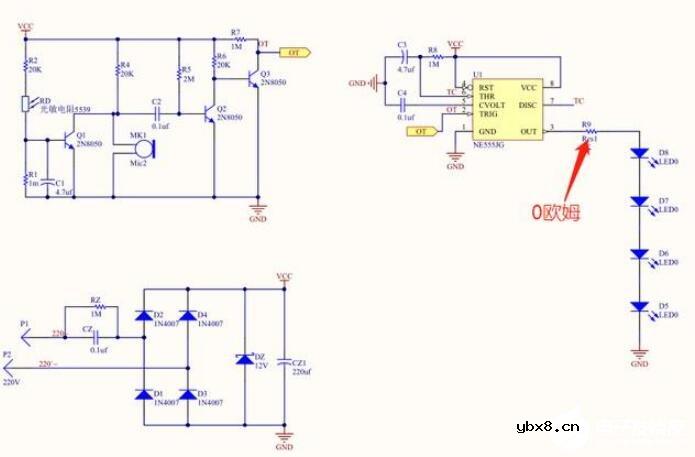 声光控灯电路原理图_声光控小灯电路图