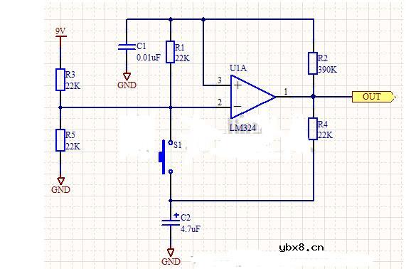 采用运放实现的单按键开关电路图