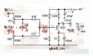 两列音频混合器电路图分享