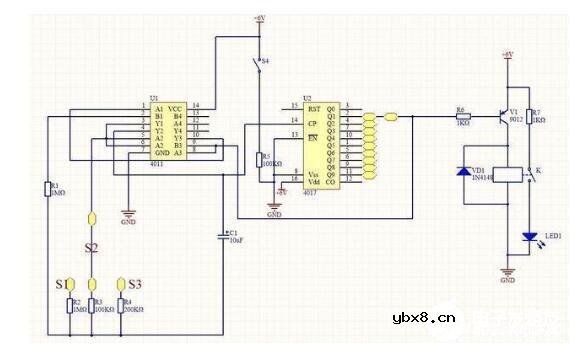 多挡定时器电路图_多档可选定时器电路图