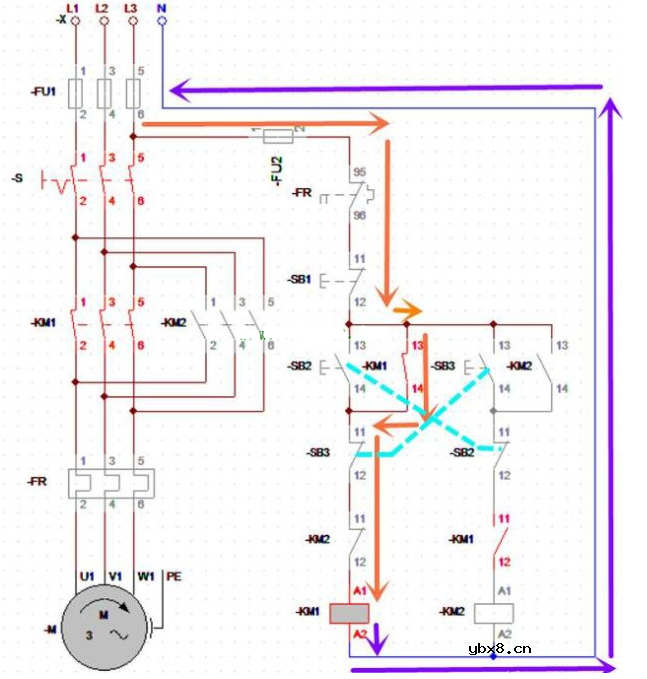 三相交流电动机正反转互锁电路的分析