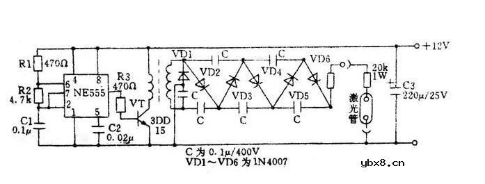 基于NE555驱动的氦氖激光器电路