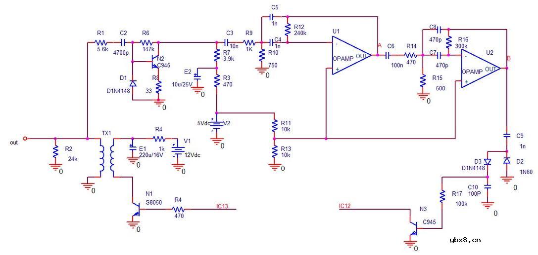 超声波回波接收处理电路图