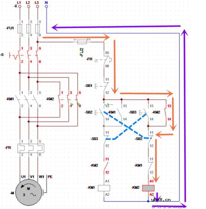 三相交流电动机正反转互锁电路的分析