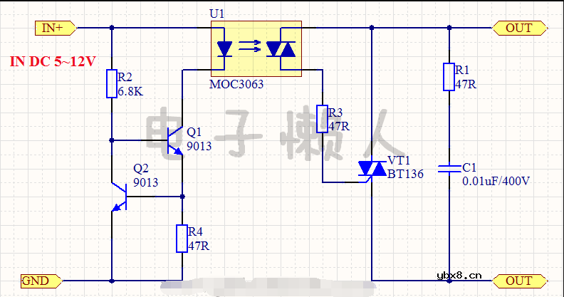 直流和交流固态继电器电路原理图
