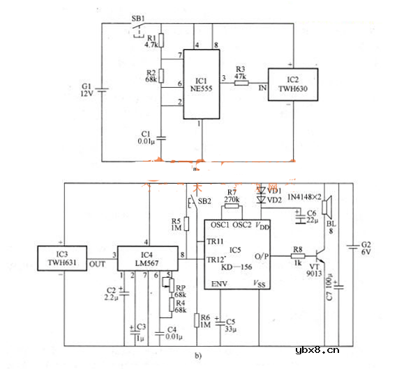 无线电遥控门铃电路原理图