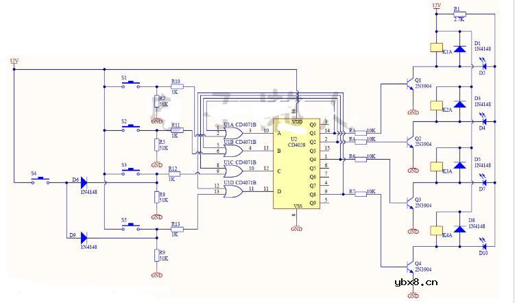 四路互锁开关电路讲解