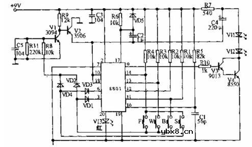 四通道红外遥控电路图
