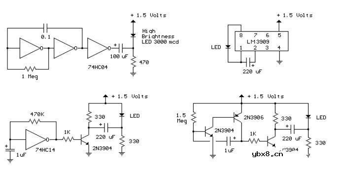 三款LED闪光器电路图解析