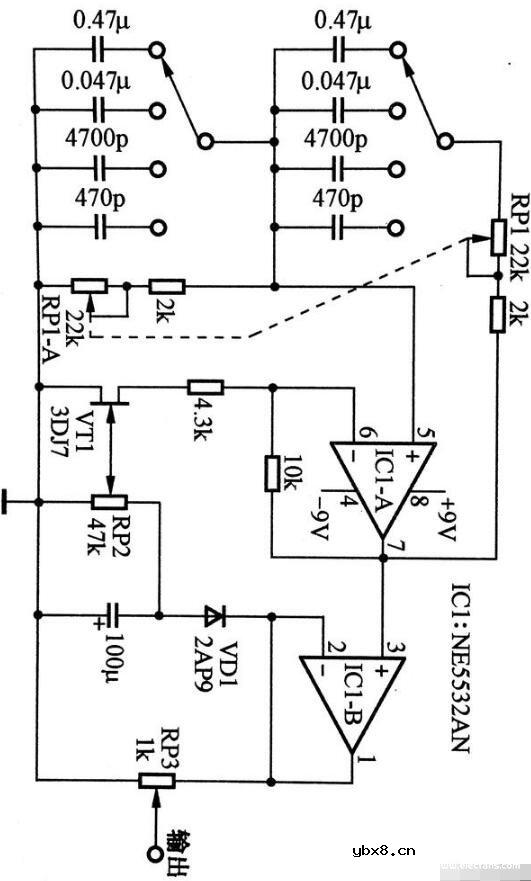 稳幅低频信号发射器电路图