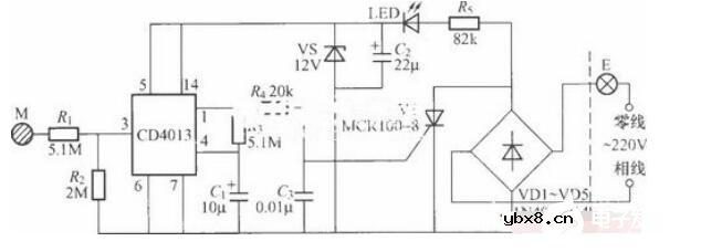 采用数字电路的触摸式延迟灯电路