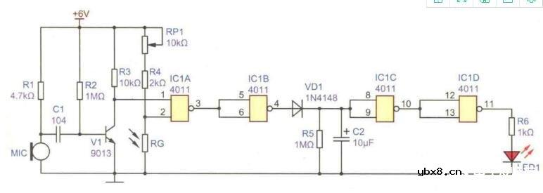延时声光控制灯电路图