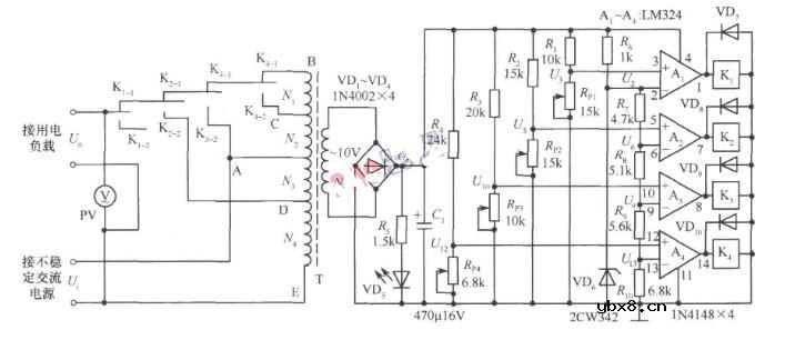 漏电报警交流调压器电路图_全自动的交流调压器电路