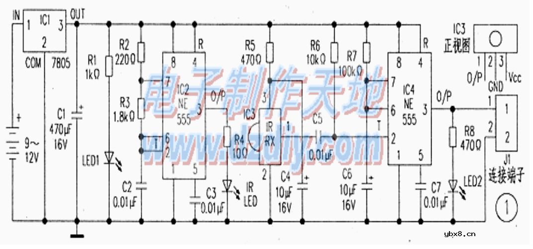 NE555过流保护检测器电路图