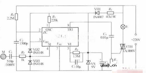 SC3071/SC3071X触摸式步进调光灯电路图