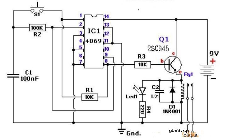 基于CD4069构成的电子开关电路图分享