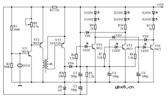 声控彩灯控制器电路图