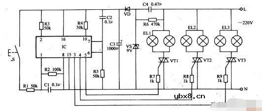 简单的吊灯控制器电路图