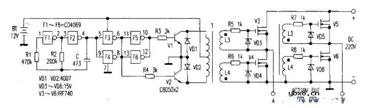 基于CD4069构成的电子开关电路图分享