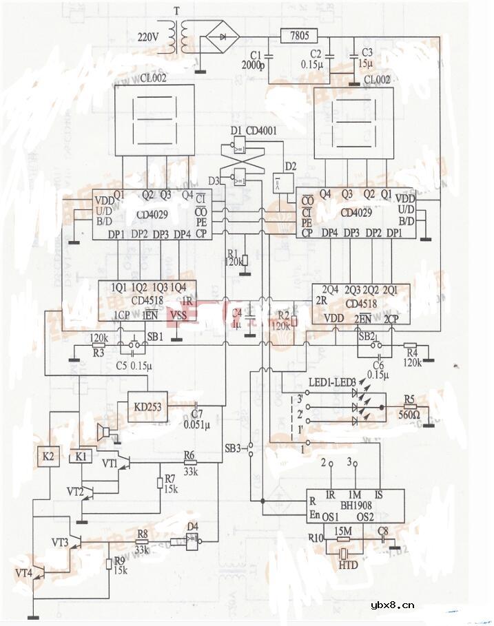 三款倒计时定时器电路图