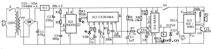红外线防盗报警器电路