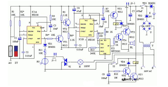 防盗门报警器电路图