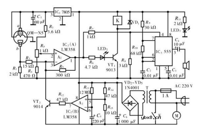 气控电路原理（气体监测自动控制电路/换气扇简易气控电路/钻床电气电路）