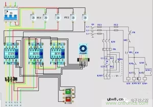 星三角启动电路图工作原理和星三角启动电路实物接线讲解