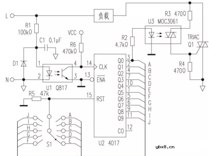 最简单的调温电路（多挡可控硅调温电路/电烙铁调温电路/调光、调速、调温电路）