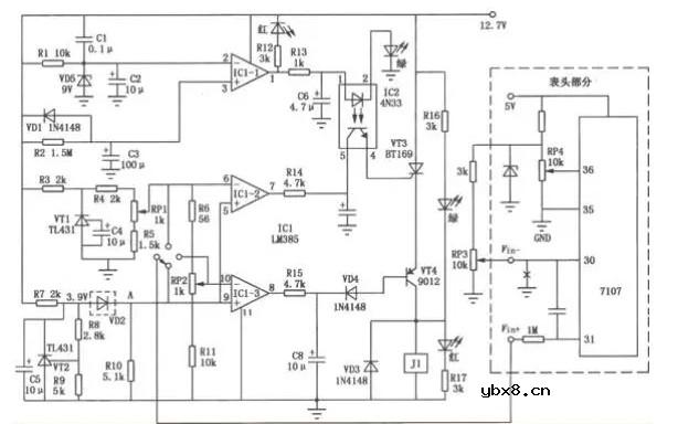 温控电路图（电接点汞温度计控制电路/温控加热器电路/冰箱电子温控器电路）