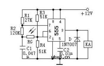 555集成电路原理图（555时基电路/555集成电路/555定时器单稳态触发器电路）
