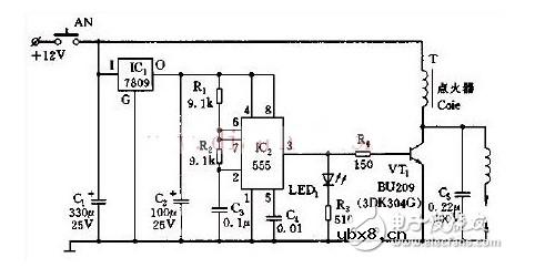 电子点火器电路图（燃气热水器电子点火器电路/汽车电子点火器电路/电子点火器电路）