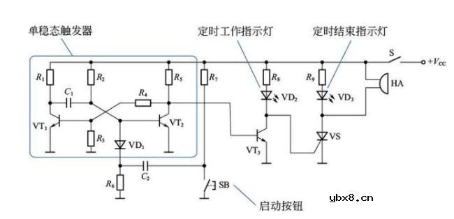定时器电路图工作原理（声光提示定时器电路/555定时器电路/相片曝光定时器电路）
