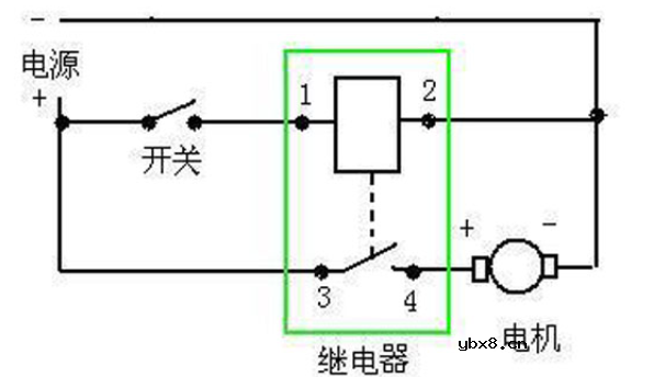 继电器开关电路接线图及原理