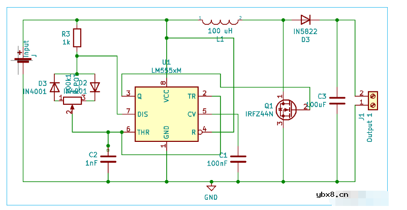 使用555定时器构建一个升压转换器电路