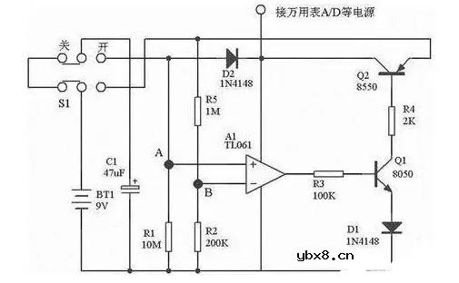 电子开关电路图原理（自动关机电路/电源开关电路/NPN继电器开关电路）