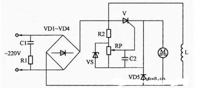 最简单的调速电路（电风扇调速电路/直流电动机调速电路/可控硅电机调速电路）